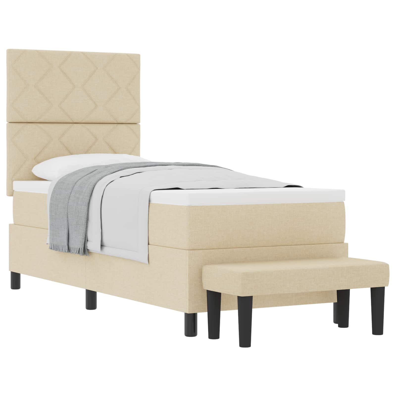 Letto a molle con testiera Crema 80 x 200 cm Tessuto | homemem39