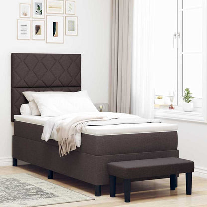 Letto a molle con cuscino Marrone Scuro 90 x 190 cm Tessuto | homemem39