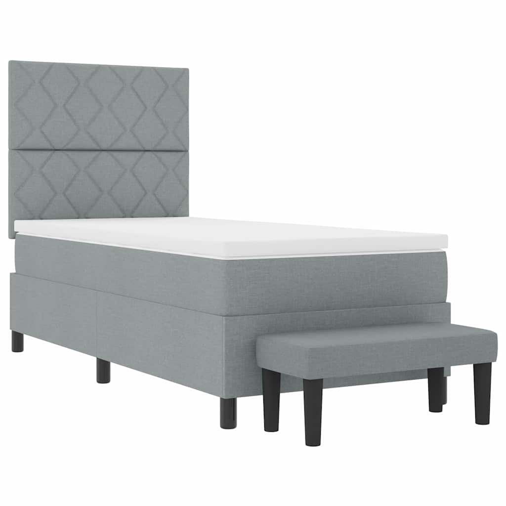 Letto a molle con testiera Grigio chiaro 100 x 200 cm Tessuto | homemem39