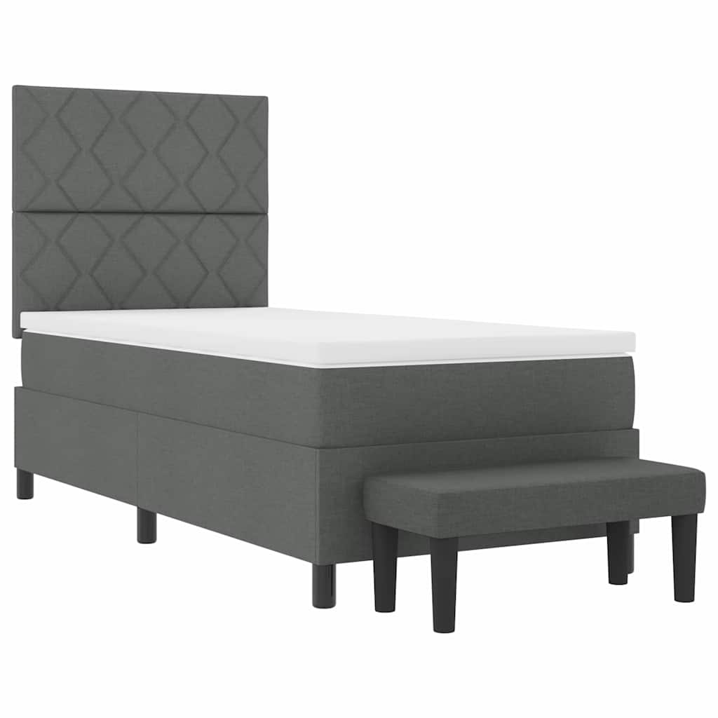 Letto a molle con materasso Grigio scuro 100 x 200 cm Tessuto