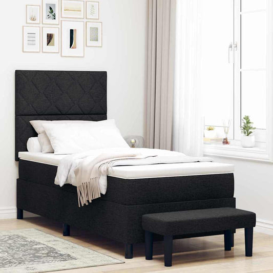 Letto a molle con testiera Nero 100 x 200 cm Tessuto | homemem39
