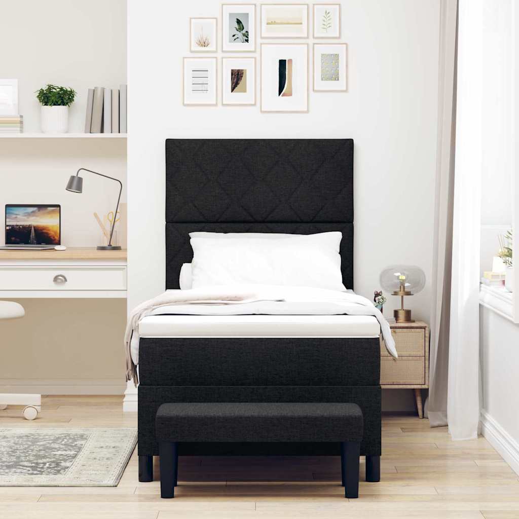 Letto a molle con testiera Nero 100 x 200 cm Tessuto | homemem39