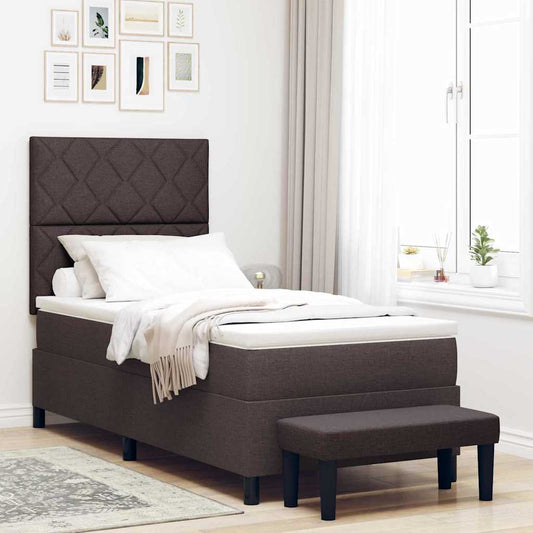 Letto a molle con testiera Marrone Scuro 100 x 200 cm Tessuto | homemem39