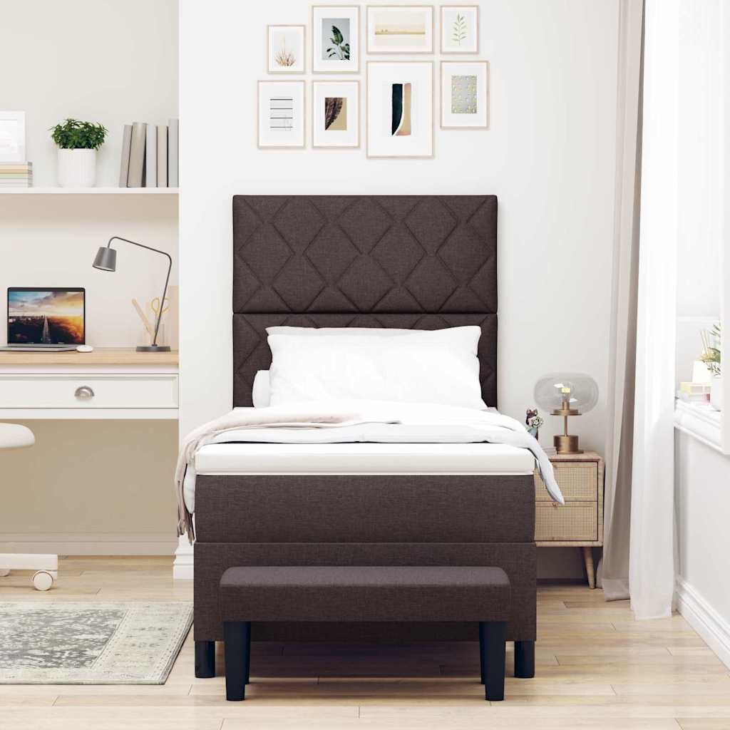 Letto a molle con testiera Marrone Scuro 100 x 200 cm Tessuto | homemem39
