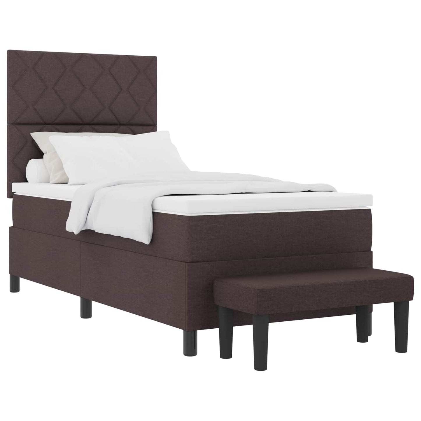 Letto a molle con testiera Marrone Scuro 100 x 200 cm Tessuto | homemem39