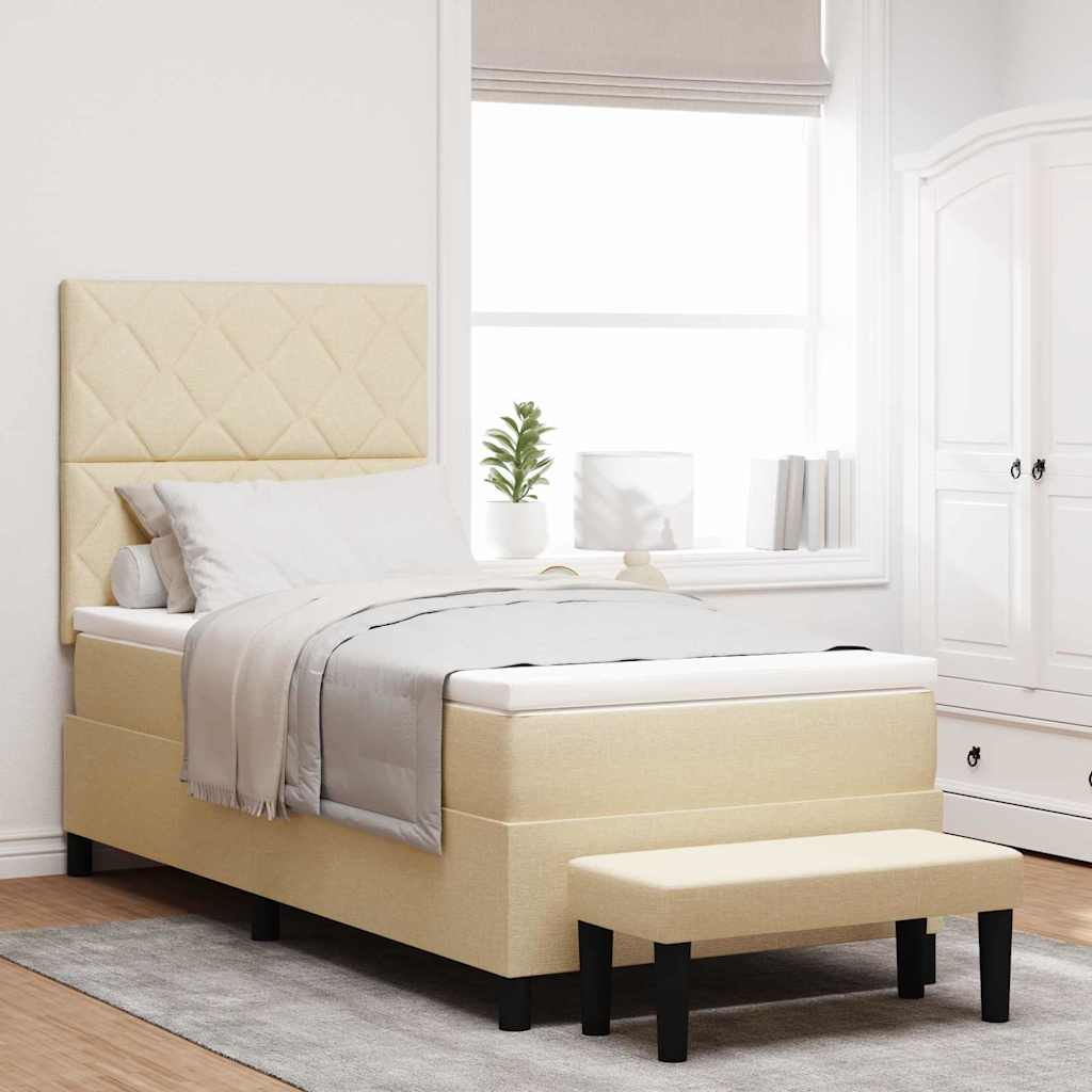 Letto a molle con testiera Crema 100 x 200 cm Tessuto | homemem39