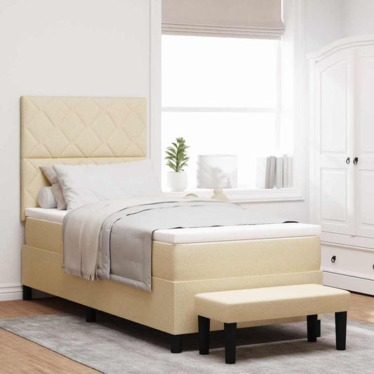 Letto a molle con testiera Crema 100 x 200 cm Tessuto | homemem39