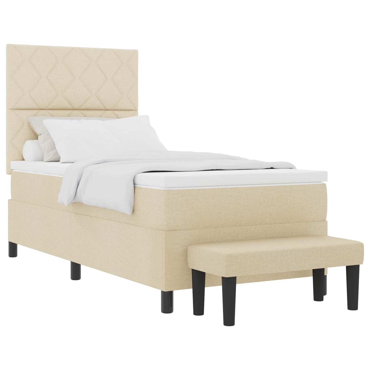 Letto a molle con testiera Crema 100 x 200 cm Tessuto | homemem39