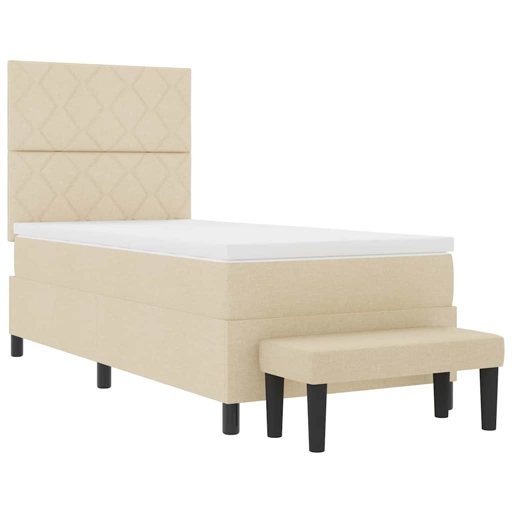 Letto a molle con testiera Crema 100 x 200 cm Tessuto | homemem39