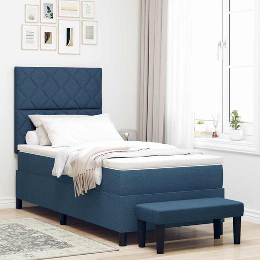 Letto a molle con testiera Blu 100 x 200 cm Tessuto | homemem39