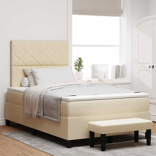 Letto a molle con testiera Crema 120 x 190 cm Tessuto | homemem39