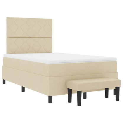 Letto a molle con testiera Crema 120 x 190 cm Tessuto | homemem39