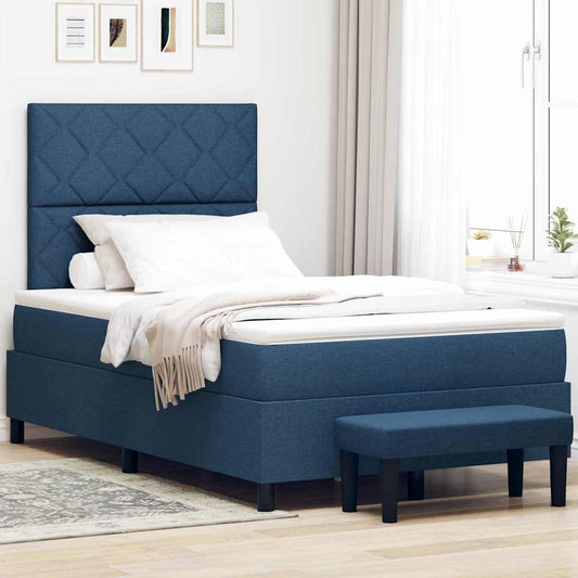 Letto a molle con cuscino con testiera Blu 120 x 190 cm Tessuto | homemem39