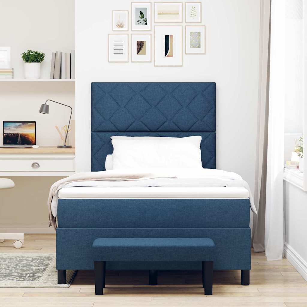 Letto a molle con cuscino con testiera Blu 120 x 190 cm Tessuto | homemem39
