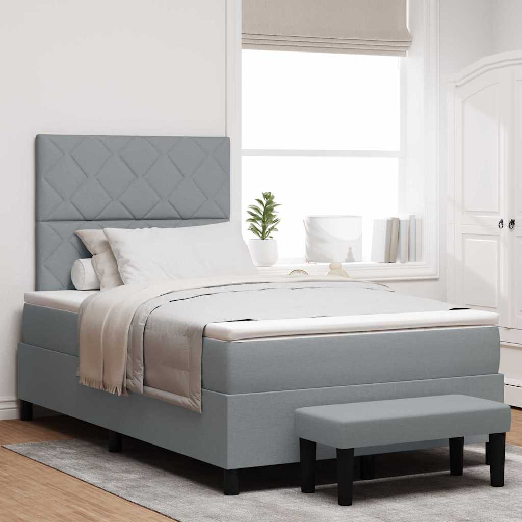 Letto a molle con testiera Grigio chiaro 120 x 200 cm Tessuto | homemem39
