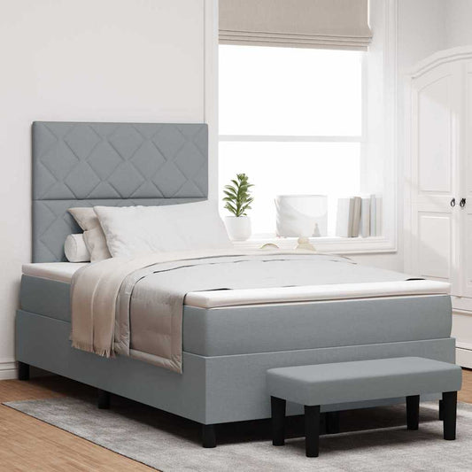 Letto a molle con testiera Grigio chiaro 120 x 200 cm Tessuto | homemem39