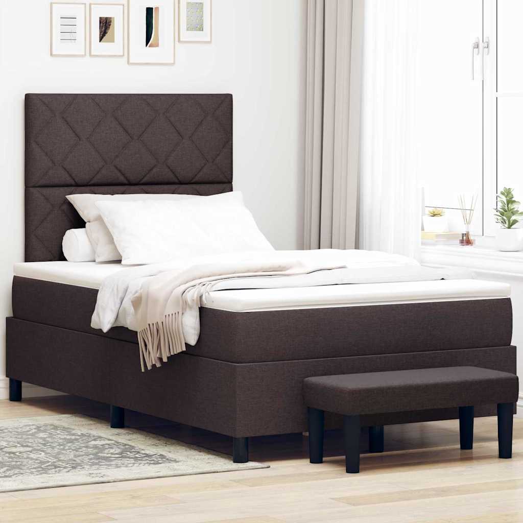 Letto a molle con testiera Marrone Scuro 120 x 200 cm Tessuto | homemem39