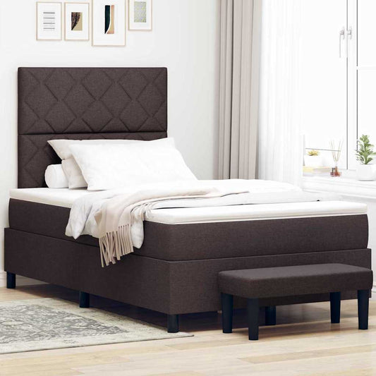 Letto a molle con testiera Marrone Scuro 120 x 200 cm Tessuto | homemem39