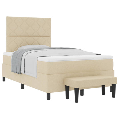 Letto a molle con testiera Crema 120 x 200 cm Tessuto