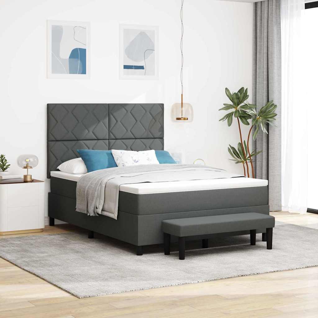 Letto a molle con testiera Grigio scuro 140 x 190 cm Tessuto | homemem39