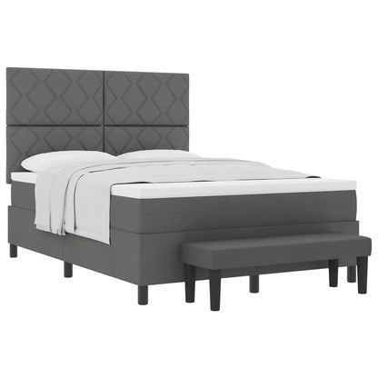 Letto a molle con testiera Grigio scuro 140 x 190 cm Tessuto | homemem39