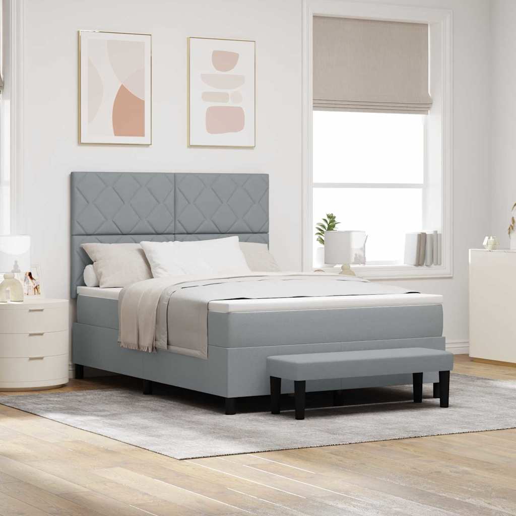 Letto a molle con testiera Grigio chiaro 140 x 200 cm Tessuto | homemem39
