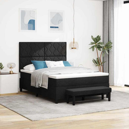 Letto a molle con testiera Nero 140 x 200 cm Tessuto