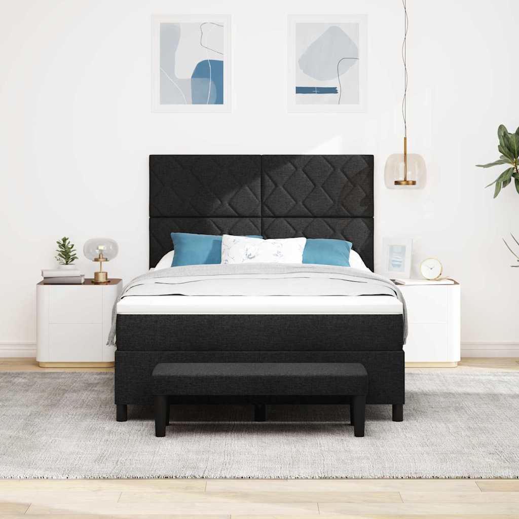 Letto a molle con testiera Nero 140 x 200 cm Tessuto