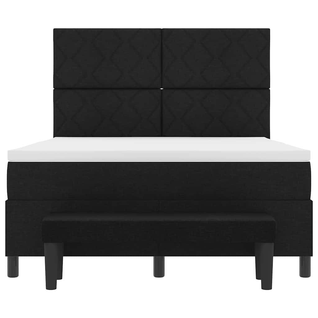 Letto a molle con testiera Nero 140 x 200 cm Tessuto | homemem39