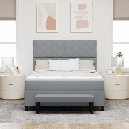 Letto a molle con testiera Grigio chiaro 160 x 200 cm Tessuto