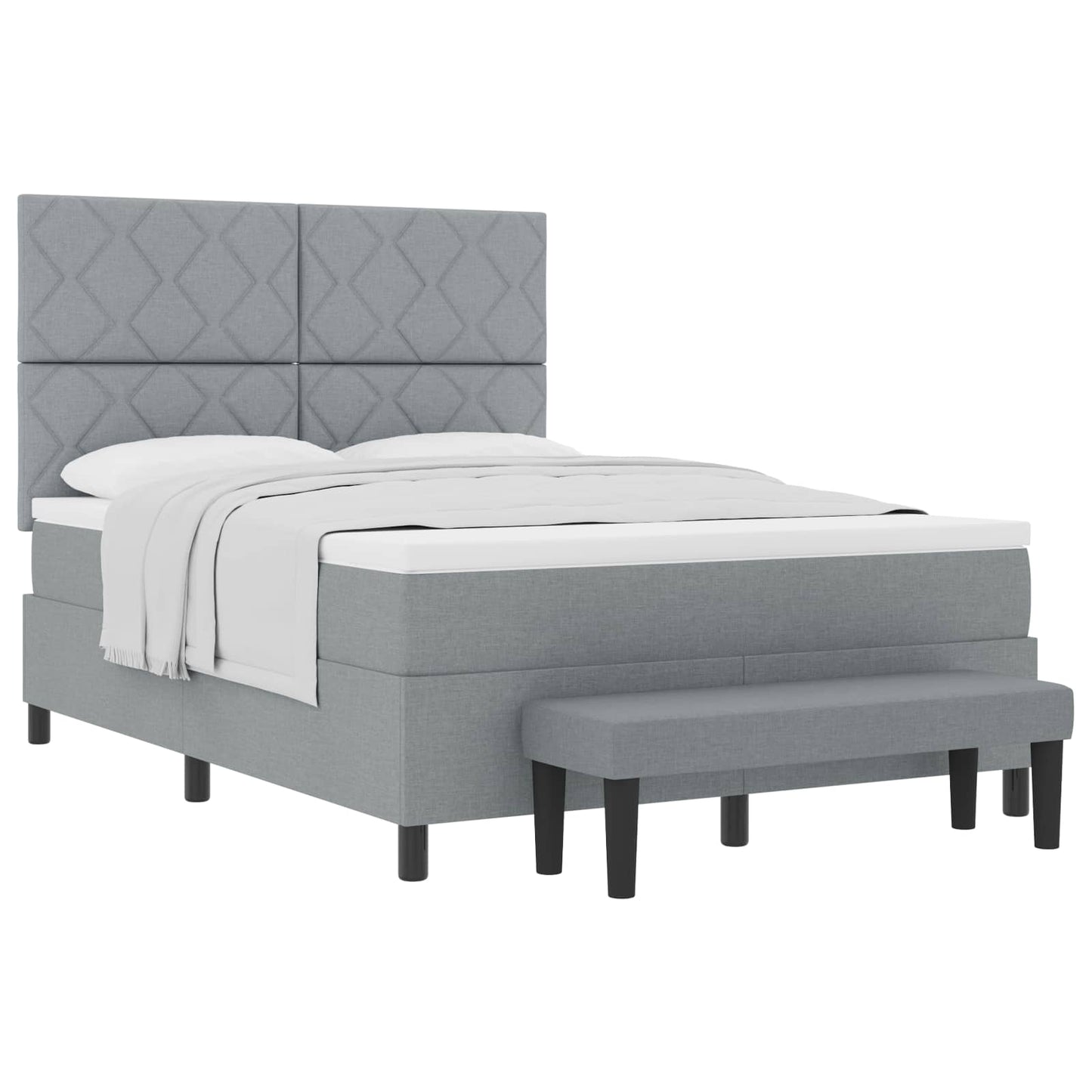 Letto a molle con testiera Grigio chiaro 160 x 200 cm Tessuto