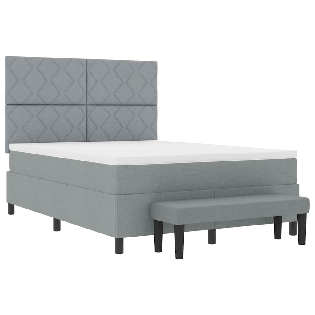 Letto a molle con testiera Grigio chiaro 160 x 200 cm Tessuto | homemem39