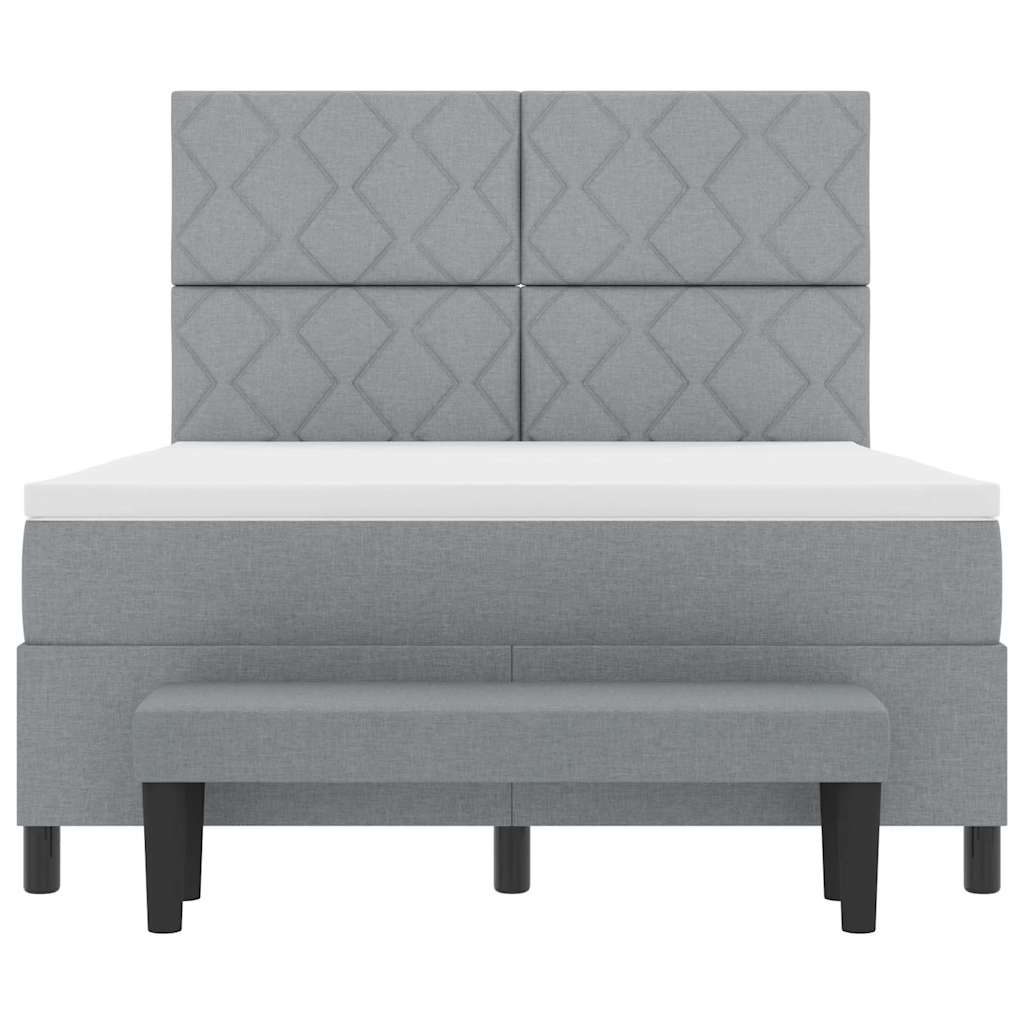 Letto a molle con testiera Grigio chiaro 160 x 200 cm Tessuto | homemem39