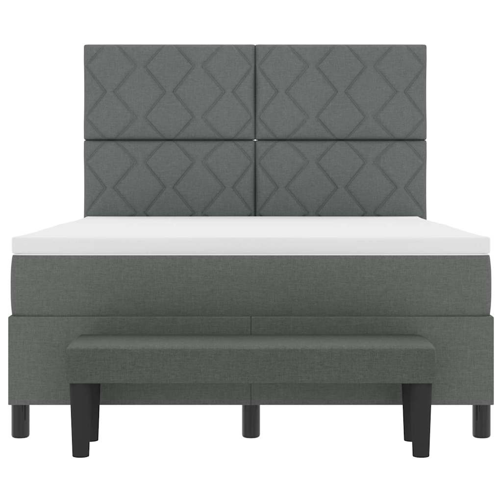 Letto a molle con testiera Grigio scuro 160 x 200 cm Tessuto | homemem39