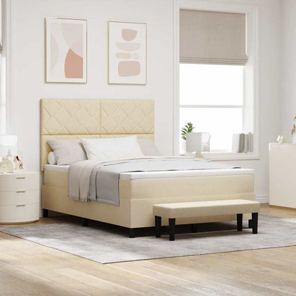 Letto a molle con testiera Crema 160 x 200 cm Tessuto