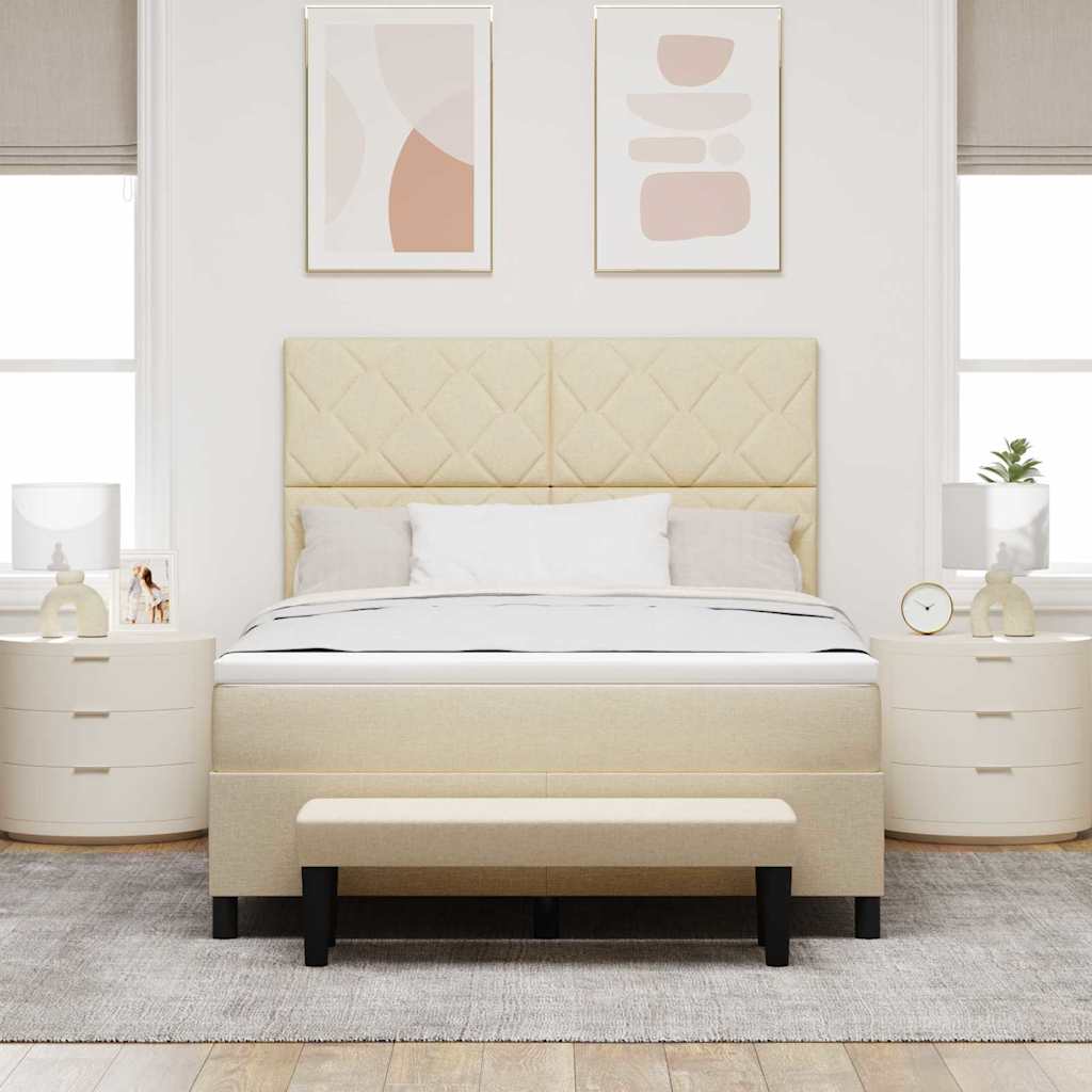 Letto a molle con testiera Crema 160 x 200 cm Tessuto | homemem39