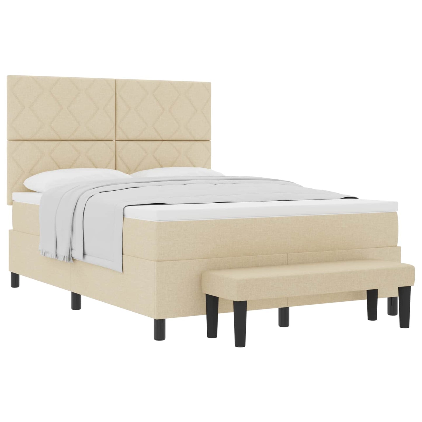 Letto a molle con testiera Crema 160 x 200 cm Tessuto | homemem39