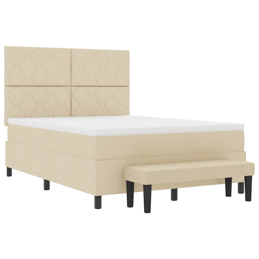 Letto a molle con testiera Crema 160 x 200 cm Tessuto | homemem39