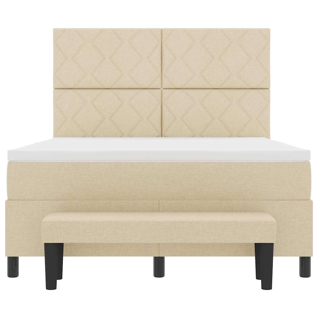Letto a molle con testiera Crema 160 x 200 cm Tessuto | homemem39