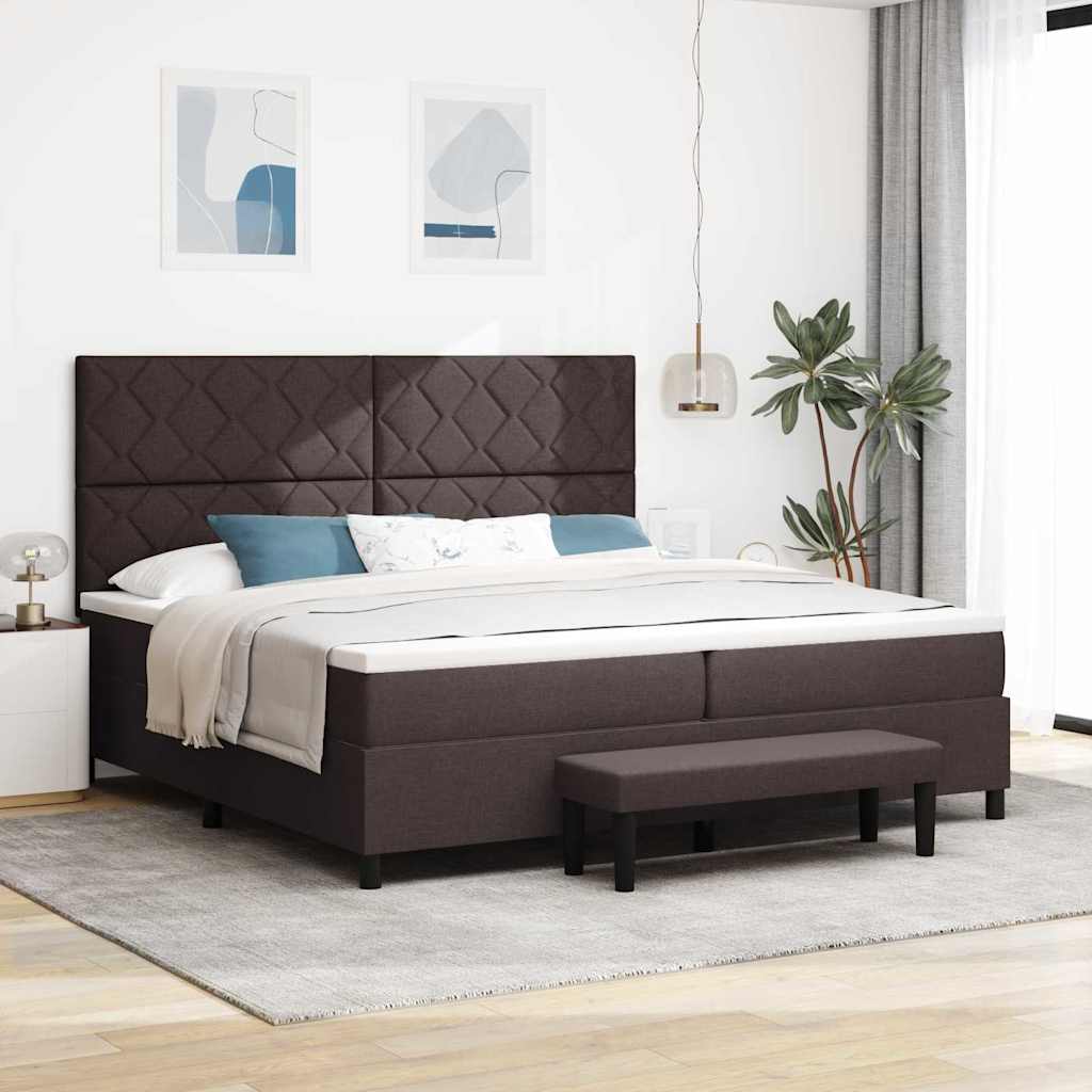 Letto a molle con testiera Marrone Scuro 200 x 200 cm Tessuto | homemem39