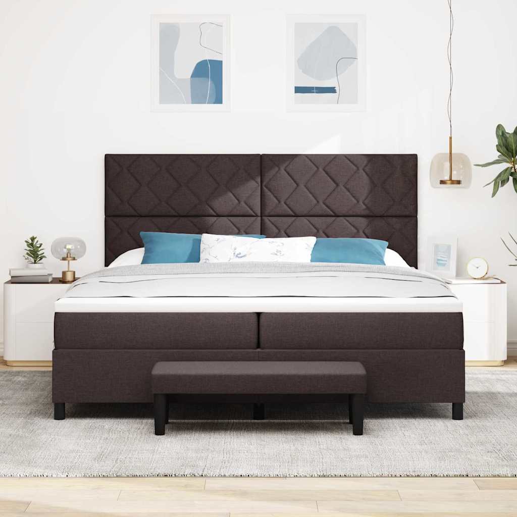 Letto a molle con testiera Marrone Scuro 200 x 200 cm Tessuto | homemem39