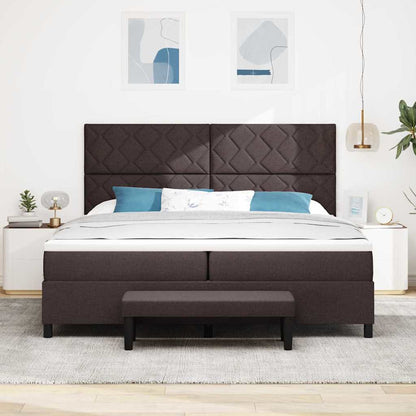 Letto a molle con testiera Marrone Scuro 200 x 200 cm Tessuto | homemem39