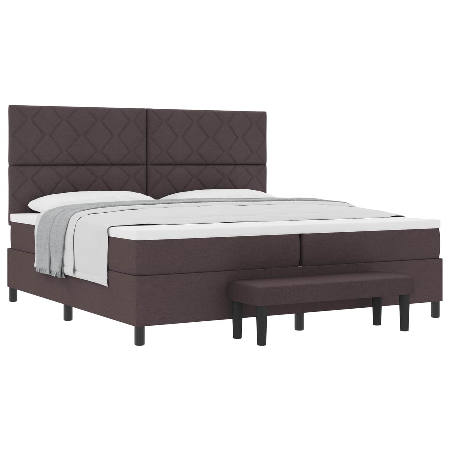 Letto a molle con testiera Marrone Scuro 200 x 200 cm Tessuto
