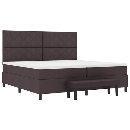 Letto a molle con testiera Marrone Scuro 200 x 200 cm Tessuto | homemem39