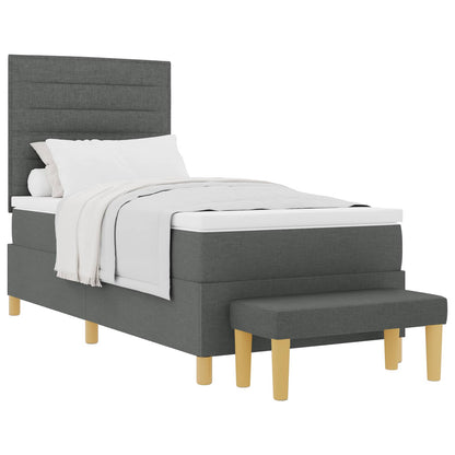 Letto a molle con testiera Grigio scuro 200 x 90 cm Tessuto