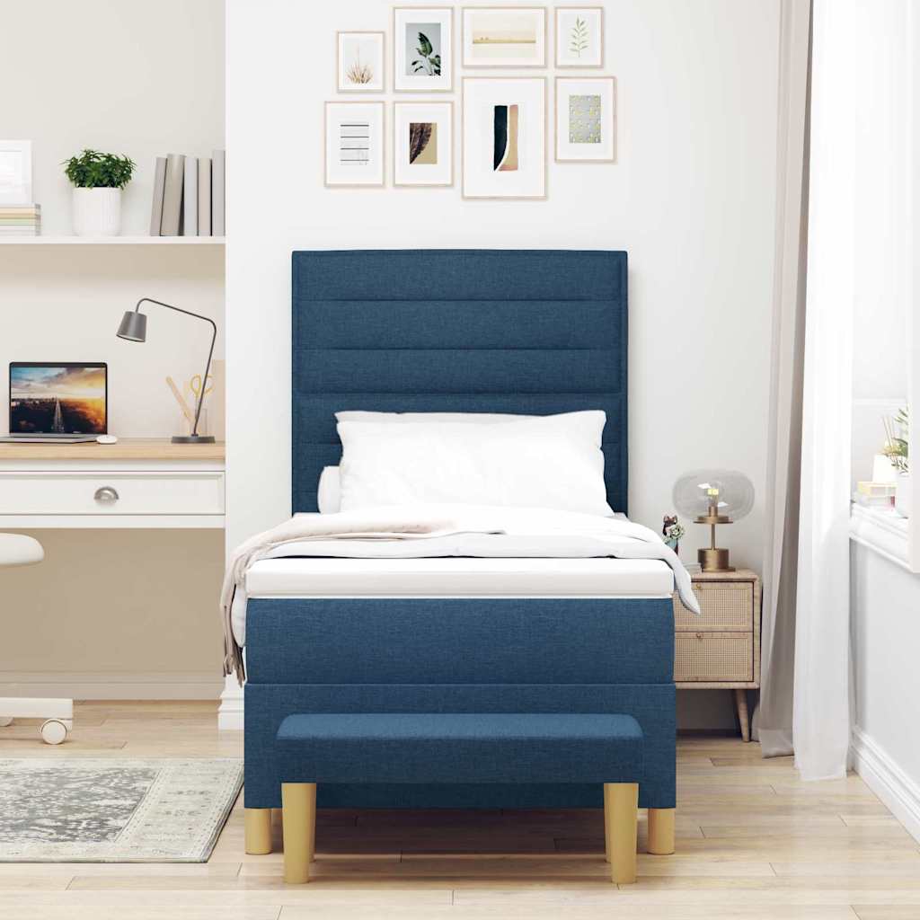 Letto a molle con testiera Blu 200 x 90 cm Tessuto | homemem39