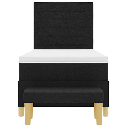 Letto a molle con testiera Nero 200 x 90 cm Tessuto | homemem39