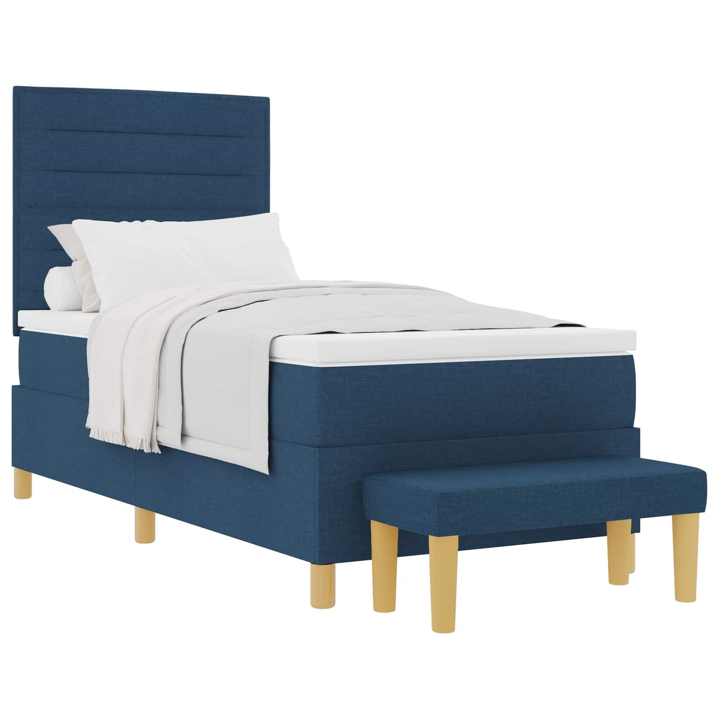 Letto a molle con testiera Blu 200 x 90 cm Tessuto | homemem39