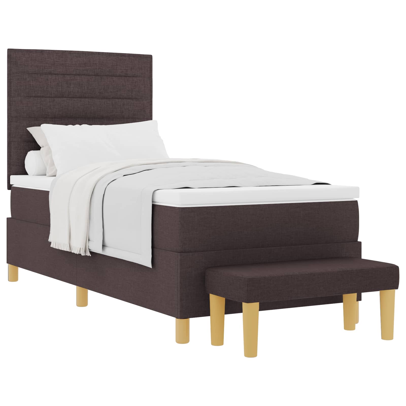 Letto a molle con testiera Marrone Scuro 200 x 90 cm Tessuto | homemem39
