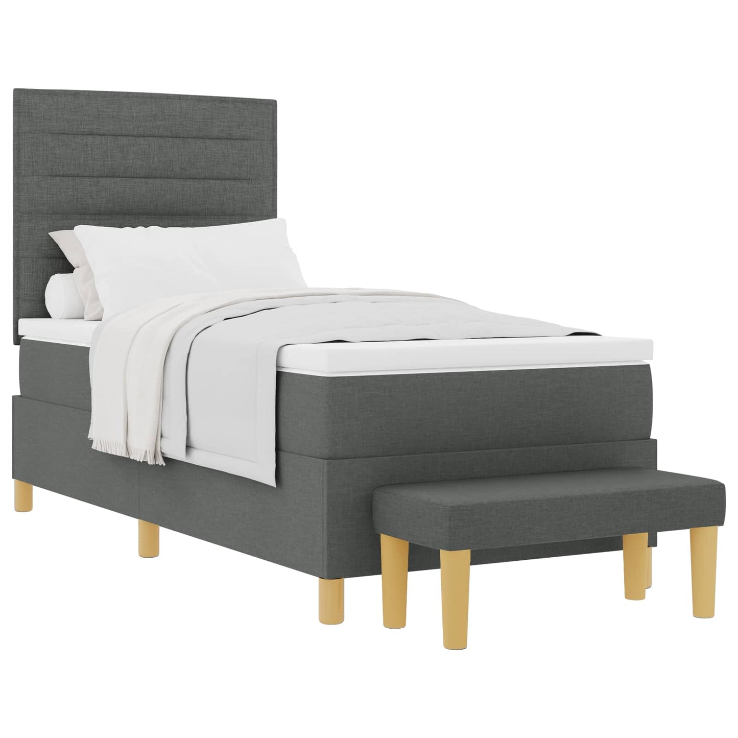 Letto a molle con cuscino Grigio scuro 200 x 90 cm Tessuto | homemem39